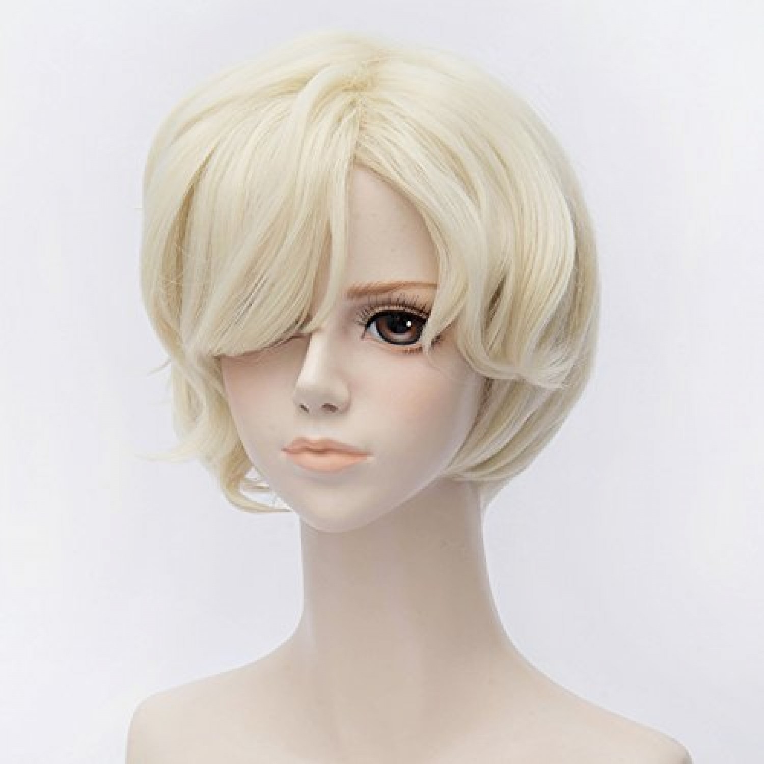 short light blonde cosplay wig