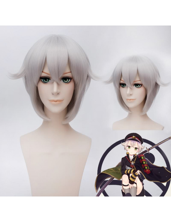 Touken Ranbu Online Hotarumaru Gray Purple Short Japan Anime Cosplay Wigs