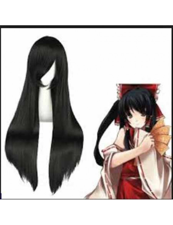 Touhou Project Hakurei Reimu Black Long Straight Cosplay Wig