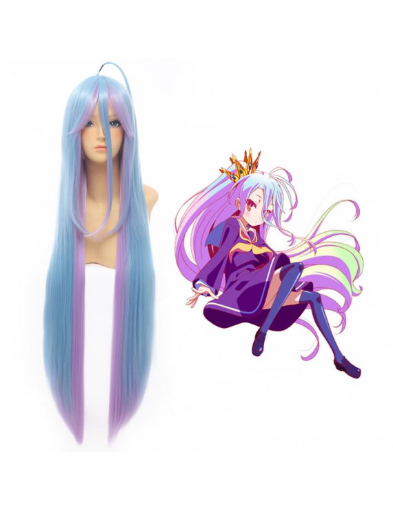 No Game No Life Shiro Long Light Blue Anime Cosplay Wig