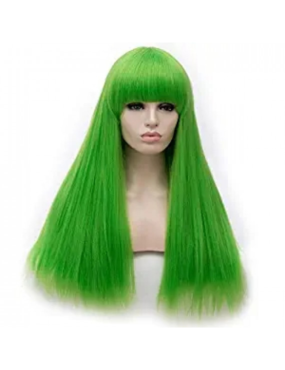 Cream Light Green Lolita Wig Long Straight Synthetic Hair Party Wig