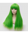 Cream Light Green Lolita Wig Long Straight Synthetic Hair Party Wig