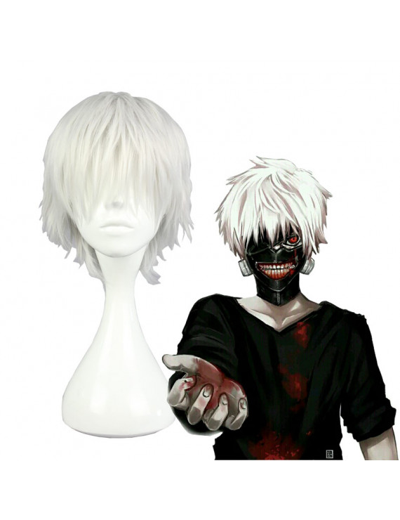 Tokyo Ghoul Ken Kaneki Heat Resistant Fiber Silver Short Anime Cosplay Wigs