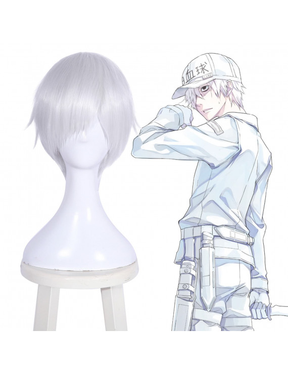 Cells At Work Neutrophil White Short Cosplay Wig 