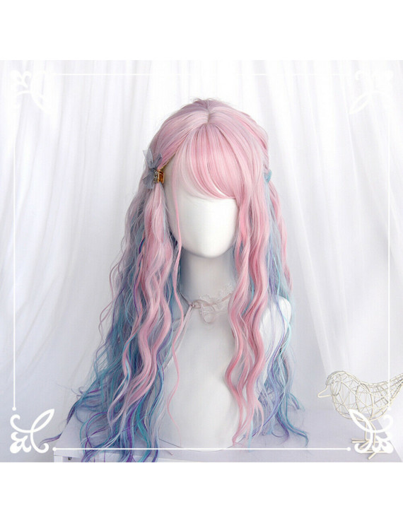 Sweet Lolita Wigs Long Blue Gradient Double Ponytail Party Wig