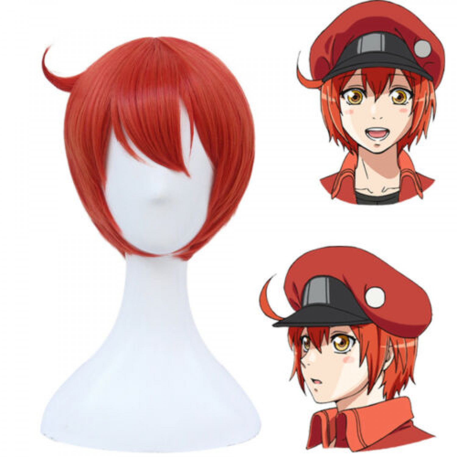 Cells At Work Red Blood Cell Red Short Anime Cosplay Wig Free