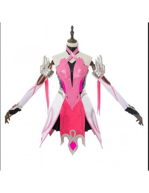 Cosplay Costume For Overwatch Mercy Angela Ziegler Outfit Pink Mercy Skin Dress