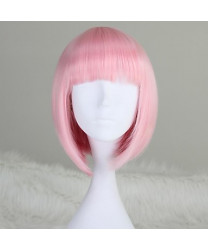 Brown Pink Short Straight Heat Resistant Fiber Classic Lolita Wig