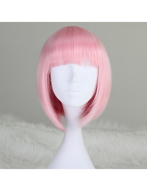 Brown Pink Short Straight Heat Resistant Fiber Classic Lolita Wig