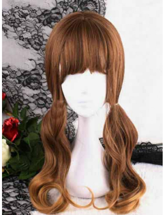 Brown Long Curly Heat Resistant Fiber Sweet Lolita Wig