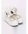 PU Leather Round-toe Bowknot Pearl Chain Classic Lolita Shoes