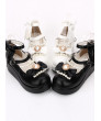 PU Leather Round-toe Bowknot Pearl Chain Classic Lolita Shoes