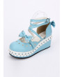 Round-toe Hollow Out Heart-shape Ruffle School Lolita High Heels Lolita Shoes