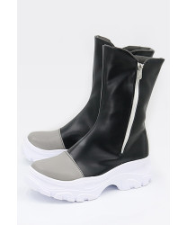 Penny Cosplay Shoes - Short Black Grey Zipper Boots for PM Costume Enthusiasts