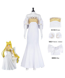 Sailor Moon Tsukino Usagi White Queen Dress Cosplay Costume