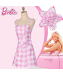 2023 Film Barbie Pink plaid dress Cosplay Costumes