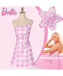 2023 Film Barbie Pink plaid dress Cosplay Costumes