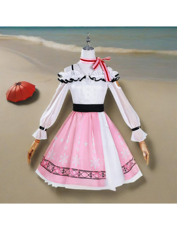 Infinity Nikki Nikki Pink and White Snowflake Cosplay Dress Set