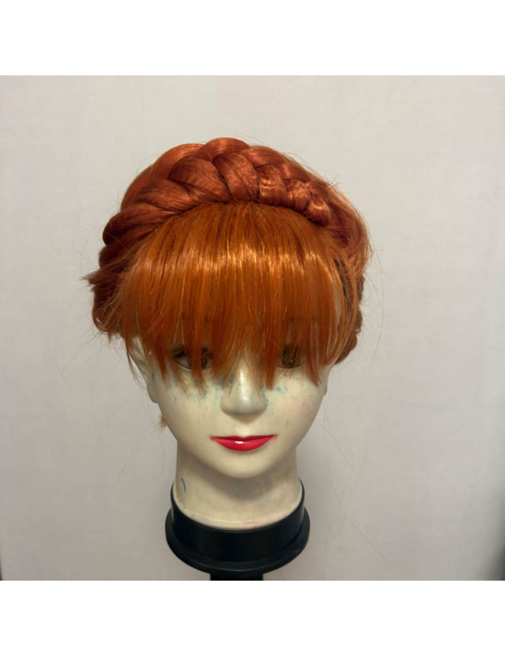 Frozen Princess Anna Coronate Highlight Bun Brown Cosplay Hair Wig