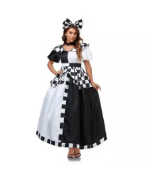 Custom Made Alice in wonderland Cruella de Vil Dress Halloween Cosplay Costumes
