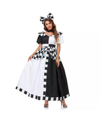 Custom Made Alice in wonderland Cruella de Vil Dress Halloween Cosplay Costumes