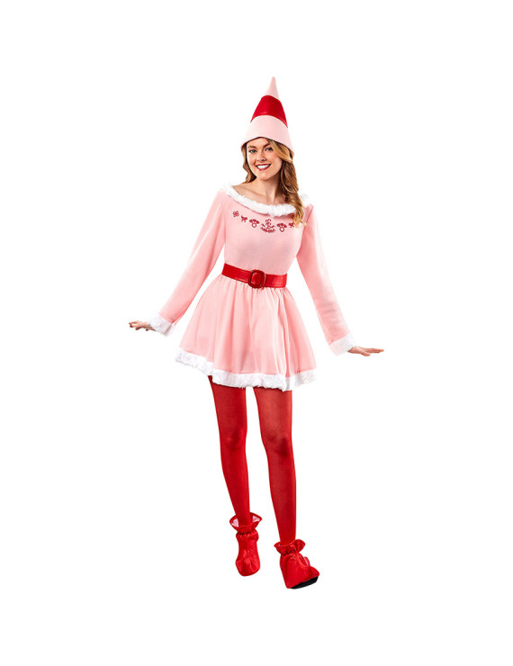 pink santa dress women long sleeves Christmas outfit