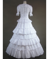 Cotton short sleeved Gothic Lolita jumpsuit palace dress Bustle