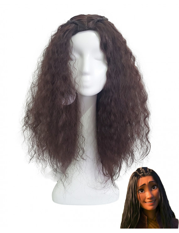 Raya and The Last Dragon Raya Brown Long Curly Cosplay Wig