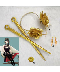 SPY×FAMILY Yor Forger Earrings Headband  Chest button Cosplay Accessory