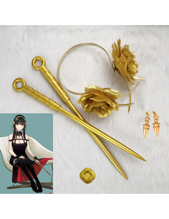 SPY×FAMILY Yor Forger Earrings Headband  Chest button Cosplay Accessory