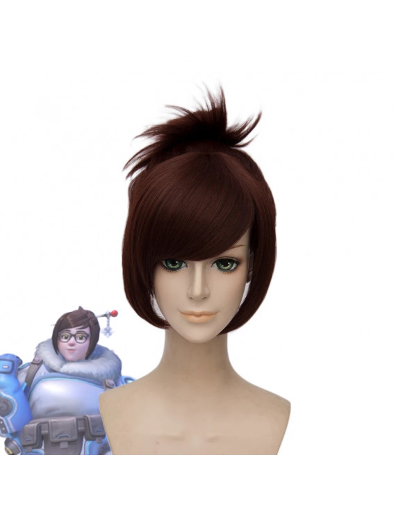 Overwatch Mei Dark Red cosplay Wig