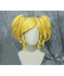 The Powerpuff Girls Rolling Bubbles yellow Short Cosplay wigs with Ponytails