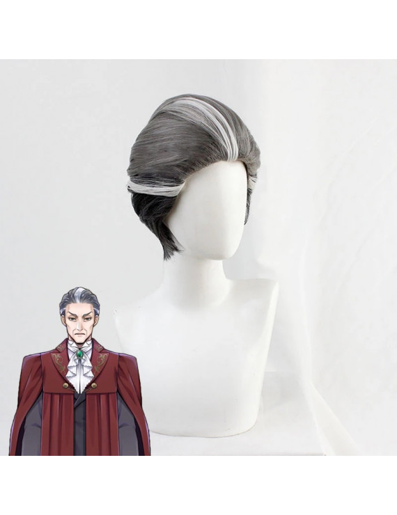 Twisted Wonderland Mozus Trein Dark Grey Short Cosplay Wig