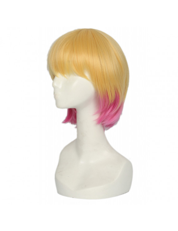 Gwenpool Orange Styled Wig With Pink Pony Tail Cosplay Wig