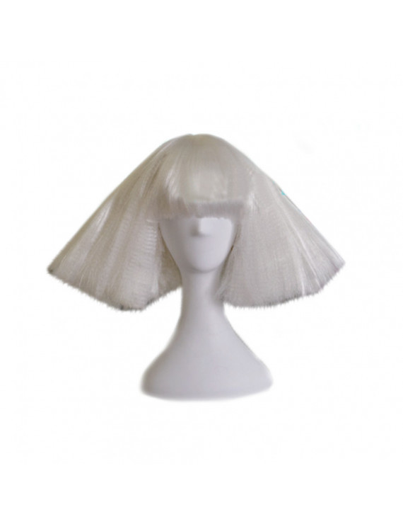 The Famous Star Lady Gaga Cosplay Wig Blunt Fringe White Wig Performance Wig
