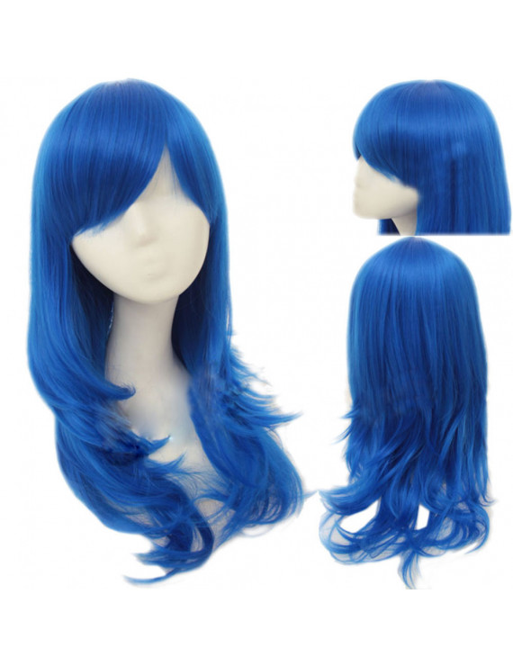 Fairy Tail Juvia Lockser Cosplay Middle Length Blue Wavy Hair Wig 