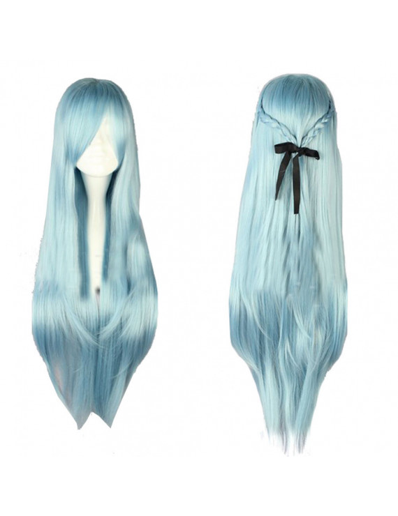 Alfheim Online Asuna Cosplay Wig Long Straight Light Blue Anime Styled Wig