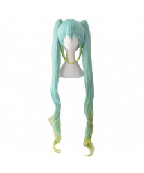 VOCALOID Racing Miku Gradient Light Blue Yellow Long Cosplay Wig