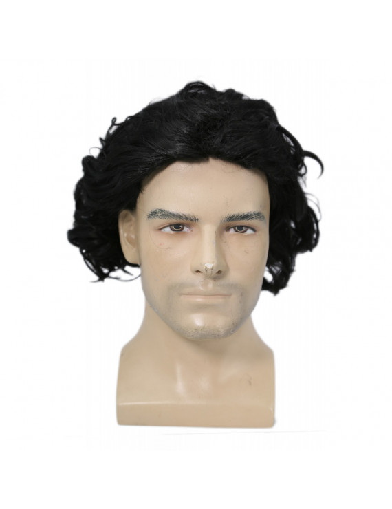 Game of Thrones 6 Jon Snow Cosplay Wig Short Black Curly Halloween Party Wig