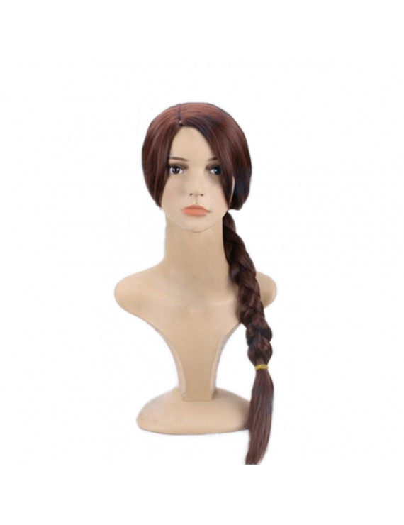 Tomb Raider Lara Croft Brown Long Braided Hair Cosplay Wig