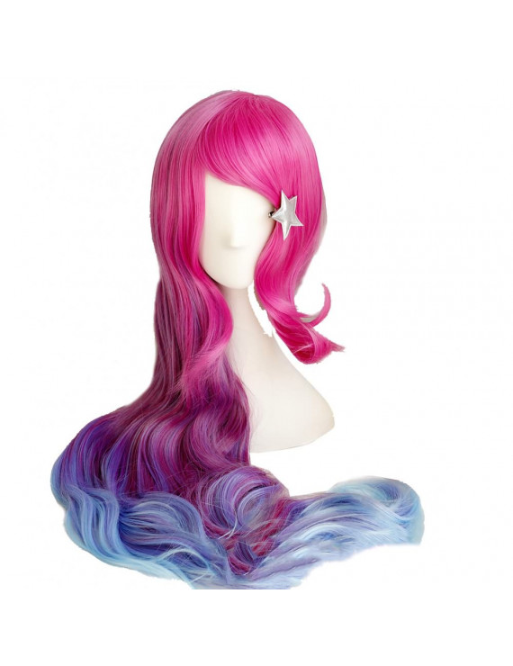 Arcade Miss Fortune Long Wavy Red and Blue Gradient Cosplay Hair Wig