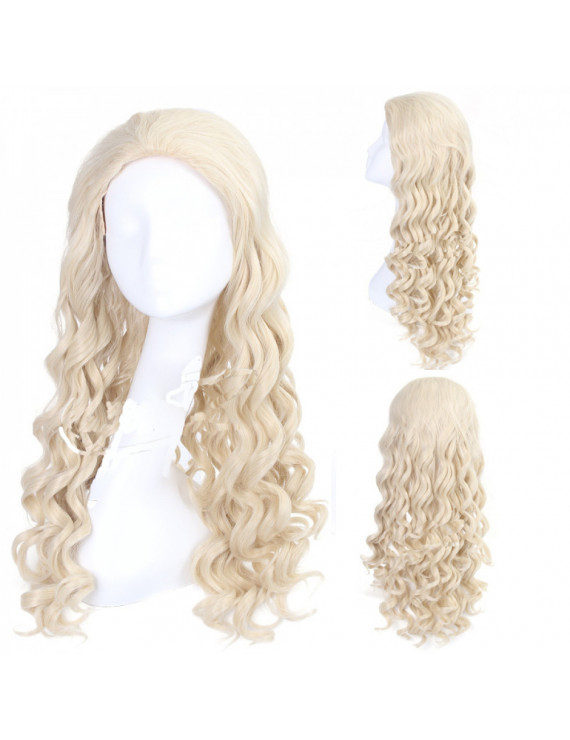Alice Through the Looking Glass Long Withe Wavy Cosplay Costume Wig