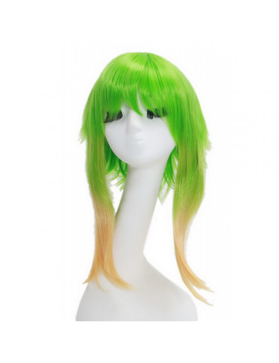 Vocaloid Camellia Gumi Cosplay Wig Short Straight Gradient Green Color Party Wig 45cm