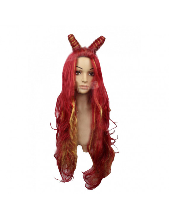 Poison Ivy Wig Batman Ivy Cosplay Golden Red Mixed Color Long Wavy Heat Resistant Prestyled Costume Wig