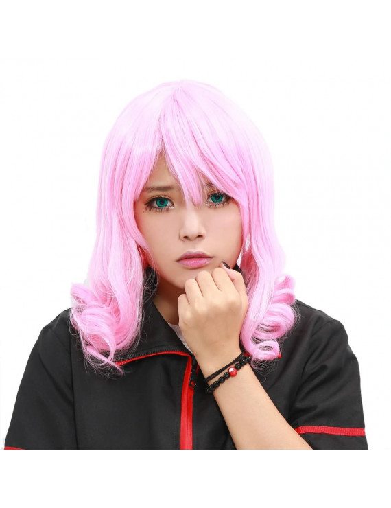 Fairy Tail Aries Anime Short Pink Curly Party Cosplay Hair Wig