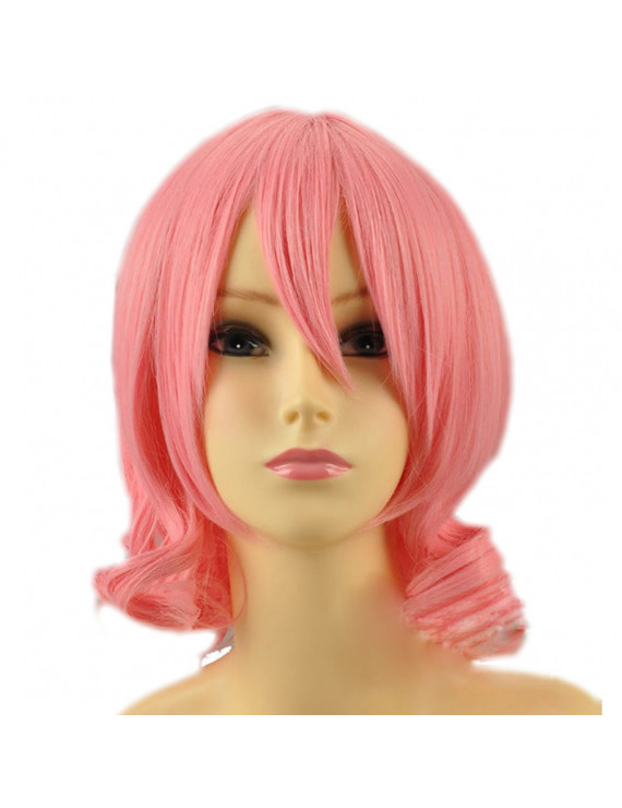 Fairy Tail Aries Cosplay Wig Synthetic Pink Short Curly Anime Styled Wig