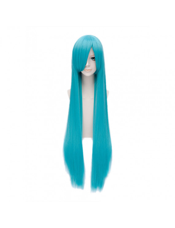 Bisca Mulan Long Straight Blue Cosplay Wig Fairy Tail Anime Styled Wig 100cm