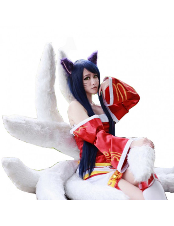 League of Legends Nine Tailed Fox Ahri Cosplay Long Blue Black Anime Styled Wig