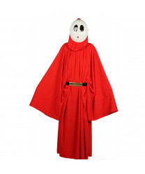 Super Mario Shy Guy Costume Bright Red Robe with Hood Shy Guy Cosplay Costume