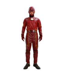 The Flash Costume Season 2 Suit Deluxe Red Leather Outfit With Chest Badge Barry Allen Cosplay Adult Custom Made